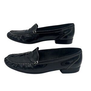 Franco Sarto Womens Black Patent Leather Loafers Size 8 With Original Box